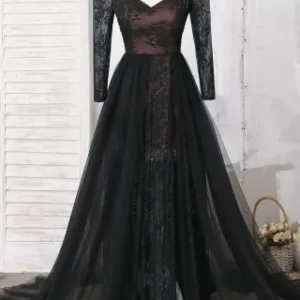 V-cut Royal Blue Fashion Long Evening Dress